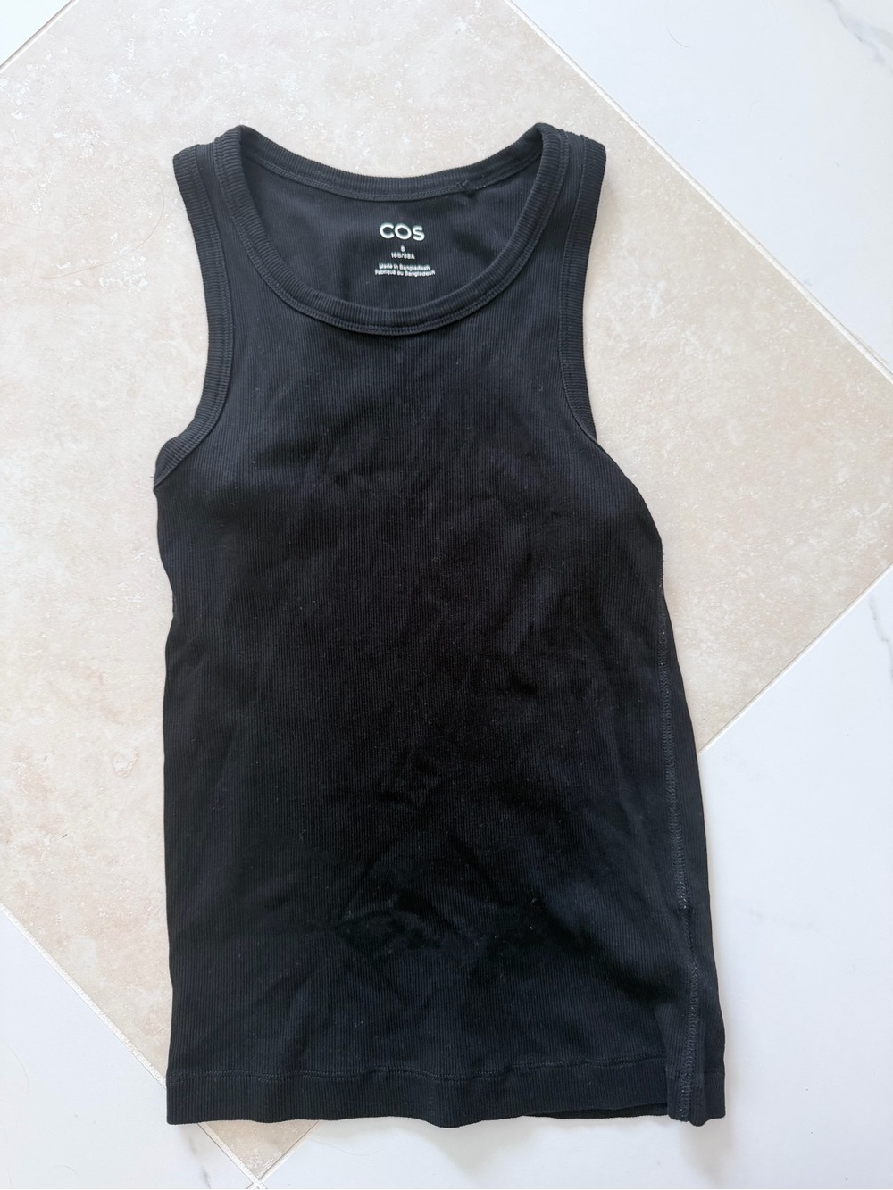 COS Black Ribbed Crew Neck Tank Top